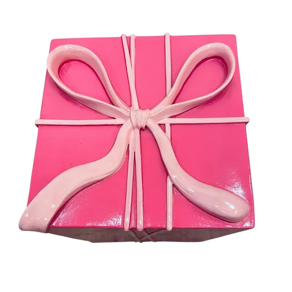 34th & Pine Pink Gold Polka Dot Christmas Present Bow Outdoor Holiday Decor New